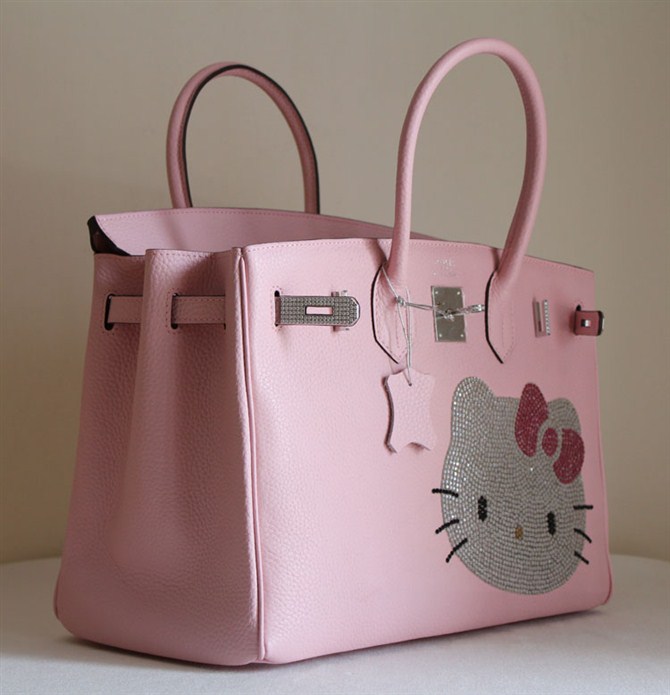 High Quality Fake Hermes Birkin Hello Kitty 35CM Togo Leather Bag Pink HK0001 (9) - Click Image to Close